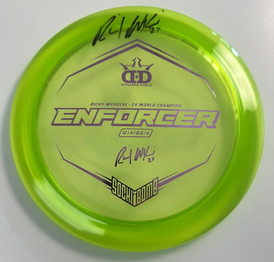 Autographed Ricky Wysocki Lucid Ice Enforcer Dynamic Discs Golf New Sockibomb - Image 1 of 1