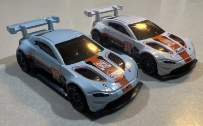 NEW 2023 Hot Wheels Aston Martin Vantage GTE Gulf Blue & WHITE  LOOSE LOT 2 - Image 1 of 4