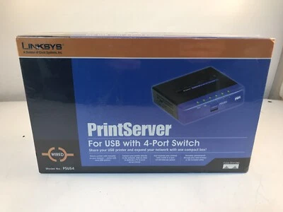 NEW & SEALED Linksys Cisco Model: PSUS4 PrintServer for USB With 4-Port Switch - Image 1 of 4