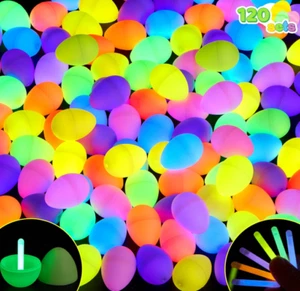 120 Pcs Easter Eggs with 120 Mini Glow Sticks for Kids Glow-In-The-Dark, Gift - Picture 1 of 8