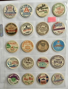 Vintage Assorted Milk Bottle Caps Lot SHEET OF 20 - Picture 1 of 12