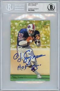 O.J. Carta artistica firmata Simpson Goal Line iscritta Beckett GLAC autografo BAS GU - Foto 1 di 2