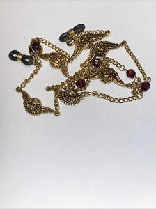 BRASS TONE METAL ANGEL CHURUB PUTTI CHARMS KENETIC EYEGLASS LEASH NECKLACE - Picture 1 of 15