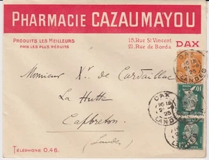 FRANCE SEMEUSE & PASTEUR S/ BELLE ENVELOPPE PUBLICITAIRE PHARMACIE CAZAUMAYOU - Picture 1 of 1