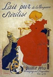AV53 Vintage französische reine Milch sterilisiert Katzenwerbung Milchposter Nachdruck A4 - Bild 1 von 1