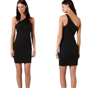 NWT T Alexander Wang Stretch Cotton One Shoulder Mini Dress Black 10 Retail $275 - Picture 1 of 8