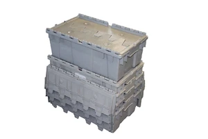 5 x Grey Plain Plastic Storage Removal Crate Container 18L with No Drain Holes - Picture 1 of 7