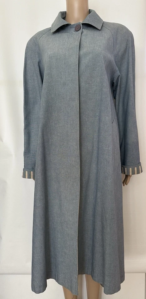 Plumero gabardina JG Hook talla M/L hecho en EE. UU. azul forrado con cinturón de colección para mujer Foto 1 de 4