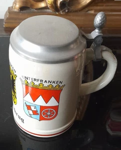 BOCCALE BIRRA FRANKENKRUG CERAMICA e PELTRO GERMANIA FRANCONIA BASSA MEDIA ALTA - Foto 1 di 5