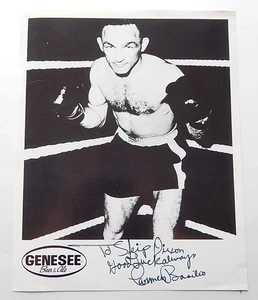 Carmen Basilio 8x10 Signed B&W Photo Auto Autograph Boxer Genesee Beer - Picture 1 of 2