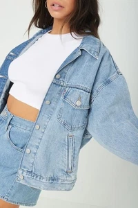 Levi’s $98 Blue Soft PJ Hemp/Cotton Denim Trucker Jacket Size Medium NWT - Picture 1 of 6