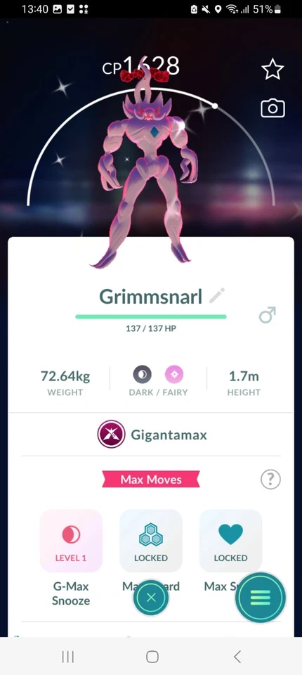 ✨Shiny Gigantamax Grimmsnarl (Gigadynamax Olangaar) Pokemon GO✨ Exchange - Bild 1 von 1