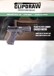 Clipdraw Gun Clip for PSA Dagger Micro – Concealed Carry, Left/Right Mount, USA - Picture 1 of 7