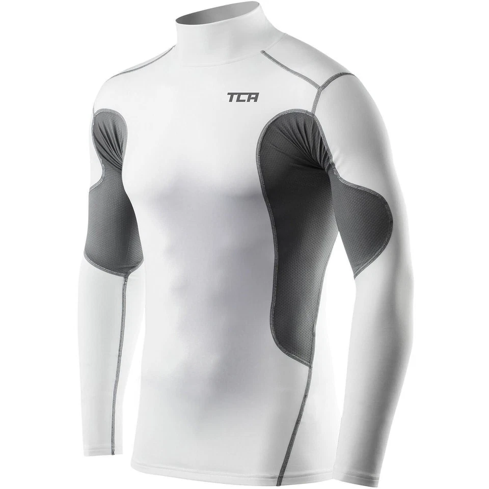 TCA SuperThermal Mock Junior Compression Top White Long Sleeve Kids Running Run - Image 1 of 1