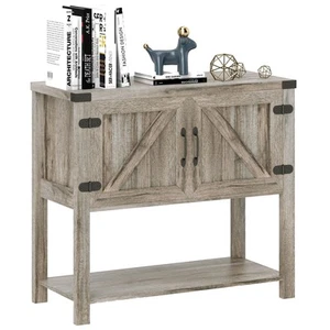 Farmhouse Double Door Coffee Bar Cabinet, Console Table, Sideboard Buffet Cab... - Picture 1 of 9