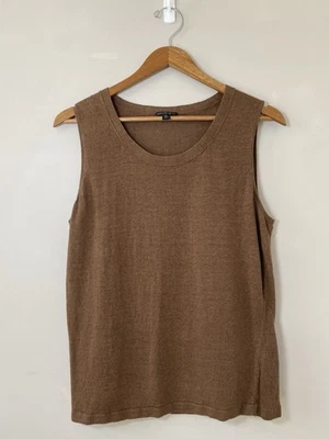 Camiseta sin mangas LaFayette 148 para mujer XLARGE marrón 100 % lino tejido sin mangas transpirable Foto 1 de 4