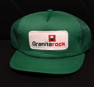 Vtg Graniterock K-Products Patch Green Hat Cap Mesh Snapback Trucker Baseball - Picture 1 of 4