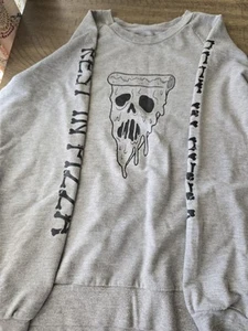 Rest in Pizza Long Sleeve Sweatshirt / Size Small / Faded Gray with Pizza Design - Picture 1 of 3