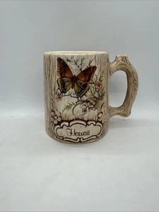Vintage Treasure Craft Kaffeebecher Hawaii Schmetterling Blumen Boho Cottagecore - Bild 1 von 8