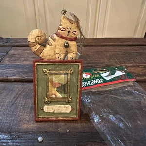 Kurt Adler Katze Bilderrahmen Christbaumschmuck Snowtown stehen oder hängen NEU - Bild 1 von 8