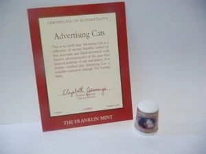 THIMBLE HANDCRAFTED FP FRANKLIN MINT '92 'ADVERTISING CATS'  "OUR KITTIES..... " - Picture 1 of 6