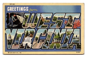 Vintage Greetings from West Virginia Linen Postcard by Curt Teich - Picture 1 of 2
