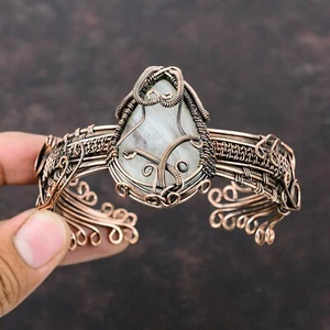 Puño ajustable hecho a mano cobre regalo único de piedra lunar arco iris - Imagen 1 de 7