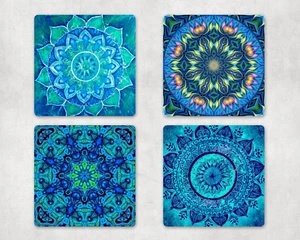 Juego de cuatro posavasos para bebida Mandala de neopreno - Imagen 1 de 5