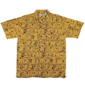 Canyon River Blues Shirt Mens Medium Short Sleeve Button Up Yellow Black Cotton - Picture 1 of 15