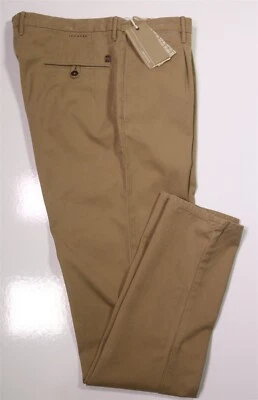 Pantalones chinos de algodón ajustados plisados individuales marrón claro Incotex 36 x 35 Foto 1 de 4