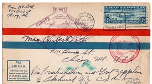 Briefmarken USA Briefe Scott C-15, Graf Zeppelin Flug 1930 6. Mai - Bild 1 von 2