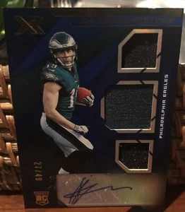 2019 Panini XR Football JJ Arcega-Whiteside Eagles Triple Patch Auto Blue /49 - Bild 1 von 2