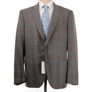 Luciano Barbera NWT 100% Wool Sport Coat Size 58R US 48R in Light Brown/Grays