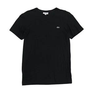 Lacoste T Shirt Mens Medium M 4 Black Cotton Logo Crew Neck T-Shirt Regular Fit - Picture 1 of 7