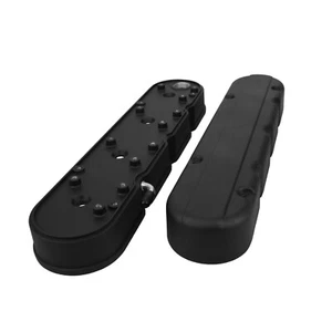 GM LS Chevy 2-PC Smooth Aluminum Valve Covers Center Bolt w/Coil Mounts Black - Picture 1 of 3