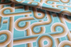 70's Retro Design fabric Waterproof Water Resistant Canvas Fabric Outdoor Fabric - Picture 1 of 4
