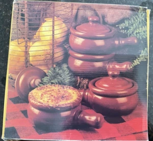 Vintage Covered Lodge Wood French Onion Soup Bowls with Handles - set of 4 - Picture 1 of 5
