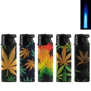 Turbo Feuerzeug GOLDEN LEAVES Hanfblatt Cannabis Sturmfeuerzeug Jet Flame - Imagen 1 de 3