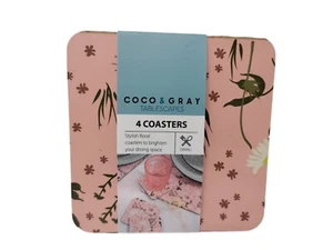 4 Coaster Set Protect Table Pink Daisy Floral Design Reusable Kitchen Home - Picture 1 of 4