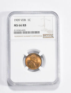 MS66 RB 1909 VDB Lincoln Wheat Cent - Graded NGC *036