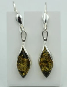 Pendientes De Ámbar Elegantes 925 Plata Ámbar Elegante De Lituania Top - Imagen 1 de 10