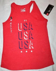 NWT Under Armour Girl's Red Blue USA America Tank Top Shirt Large - Picture 1 of 1