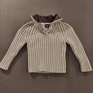 Sky Hawk Sweater Boys 1/4 zip Gray Cable Knit Ribbed *Read* Size 5 B644 - Picture 1 of 8