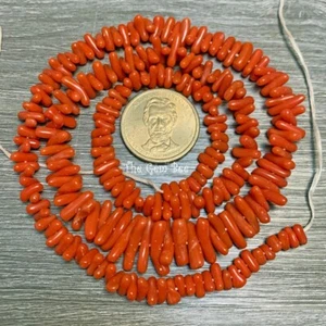 Natural Sin Teñir Italiano Cerdeña Salmón Naranja Rojo Coral Rama Corta Cuentas 24" - Imagen 1 de 8