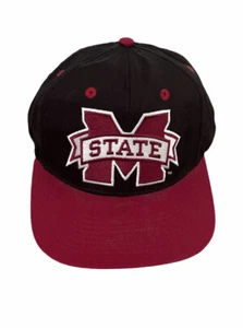 Vintage Mississippi State Bulldogs rot/schwarz bestickt verstellbar Druckknopflasche Mütze Kappe - Bild 1 von 5