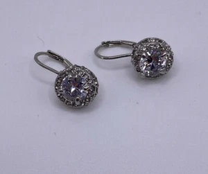 Crystal Halo Earrings Made With Swarovski Elements Silvertone Hook - Picture 1 of 5
