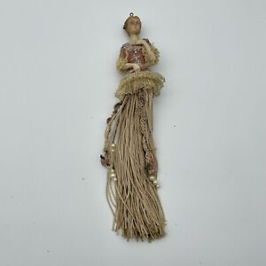 Victorian Tassel Doll 9-1/4” With Hanging Loop & Bead Adornment