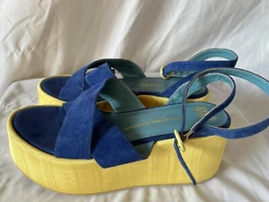 Valentina Rangoni Menta Wedge Platform Sandals Royal Blue Women’s 9 - Picture 1 of 7