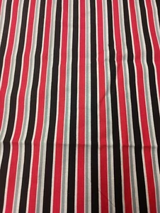 Fabric Waverly Inspirations Gray, Red, Black, White Stripe cotton 44" x 2 YDS - Picture 1 of 5