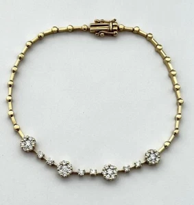 DIAMOND BRACELET 18K YELLOW GOLD, 0.87 CAR NATURAL VS DIAMONDS, RET USD $4,000+T - Picture 1 of 13